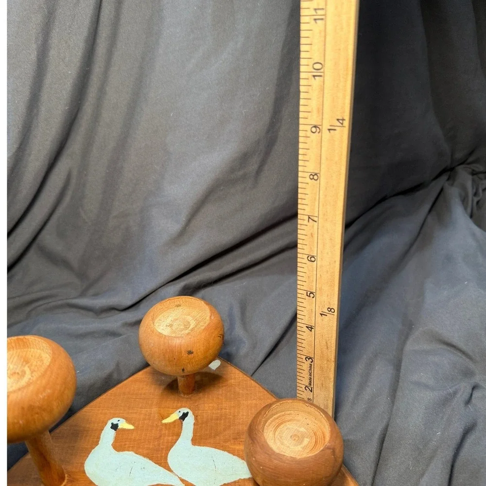 Vintage‎ Wooden Duck Wall Hooks Rack Folk Art Farmhouse Cottage Decor